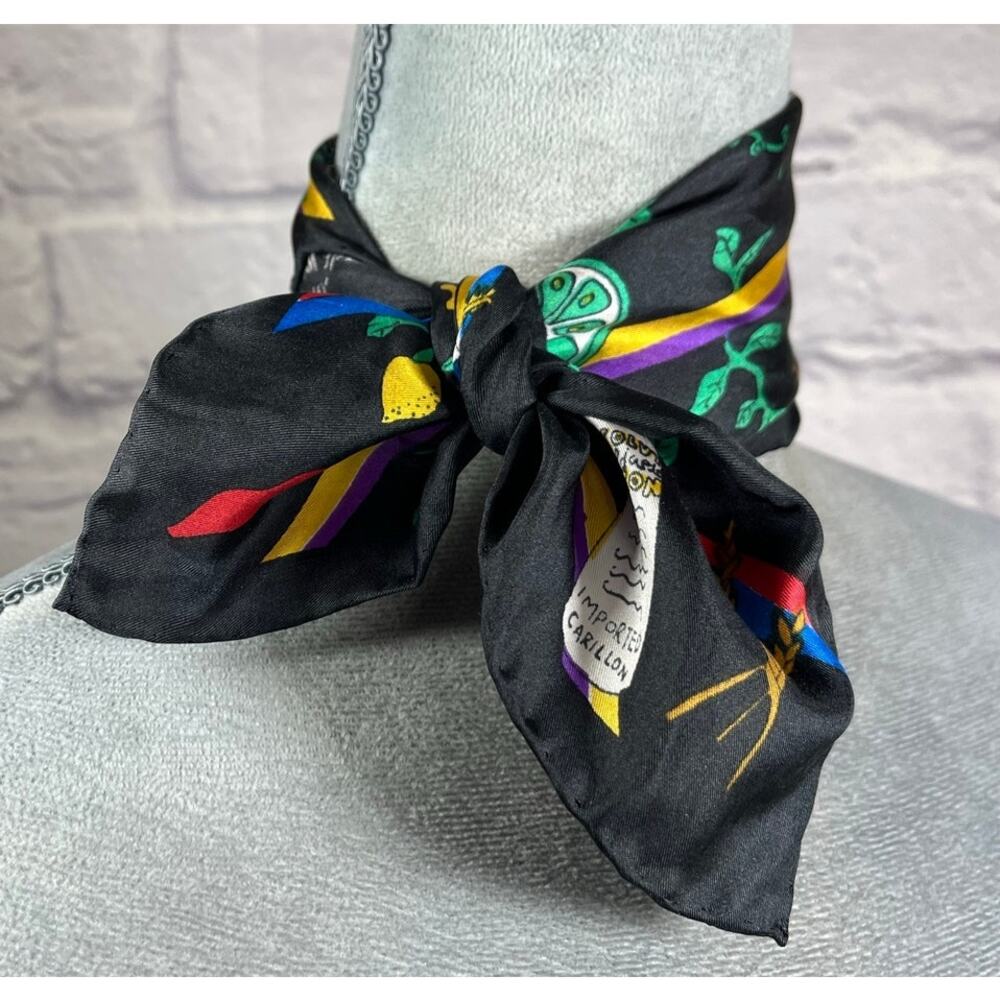 Vintage 1991 Nicole Miller Absolut Vodka Collab Silk Scarf/Pocket Scarf 16"x16"